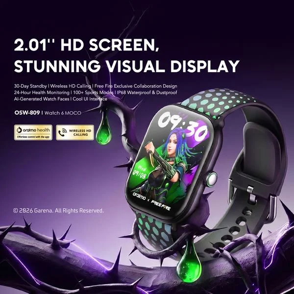 Watch 6 MOCO X Free Fire 2.01" HD Screen Smart Watch price in Bangladesh